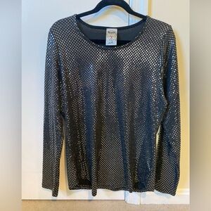 Vocal vintage long sleeve black sparkle top size L